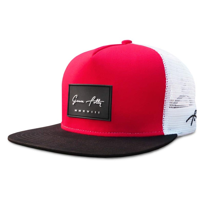 Grace Folly Trucker Hat for Men & Women. Snapback Mesh Caps (US, Alpha, One Size, One Size, Red & Black) - Image 1
